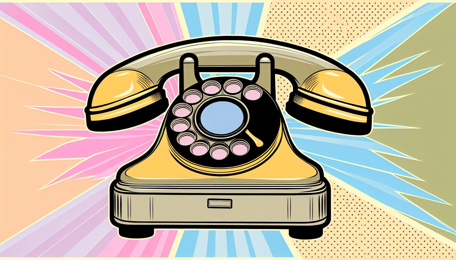 Vector of a rotary phone on a pop-art style pastel background.